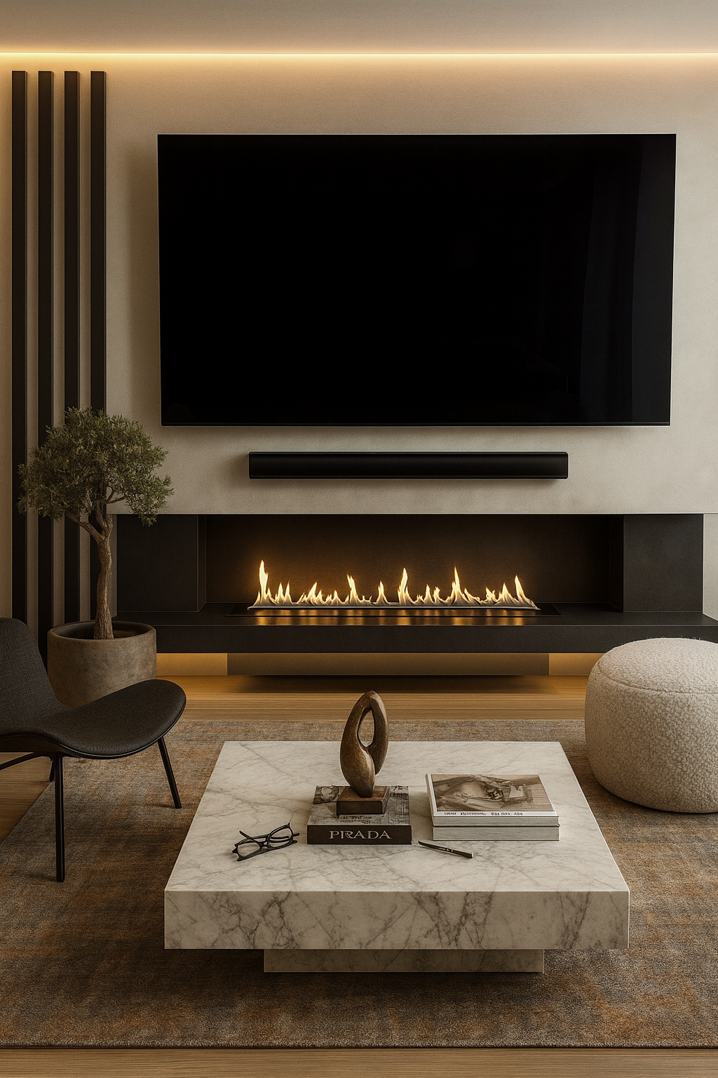 Salón de lujo con chimenea — interiorismo para particulares en Madrid Salón con chimenea — proyecto de interiorismo de lujo para particulares en Madrid por Mónica Cepedello